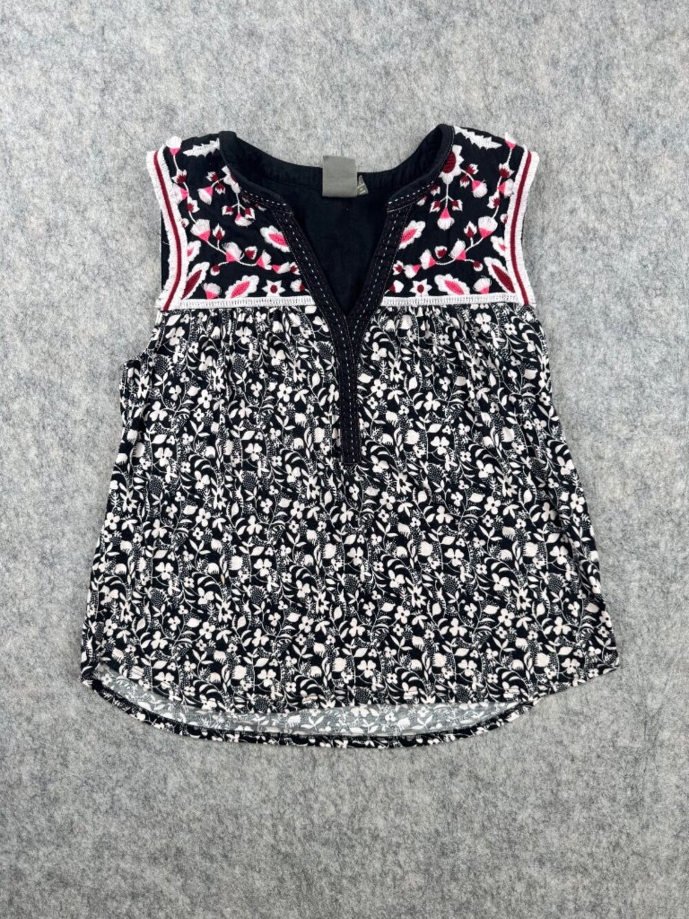 Anthropologie One September Austin Top Sz S Floral Sleeveless Embroidered